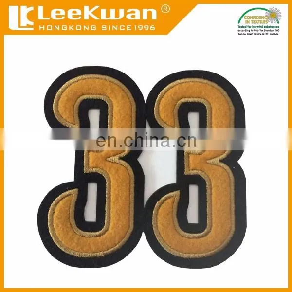 Felt applique number embroidered patch