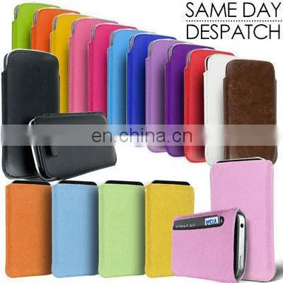 PU Pull tab case cover pouch fits various mobile phones