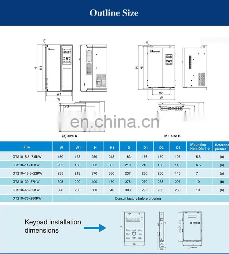 GT210 high-performance universal ac motor frequency inverter for textile machines