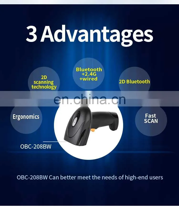 Wireless 2D COMS Barcode Scanner with stand BT Handheld POS Machine