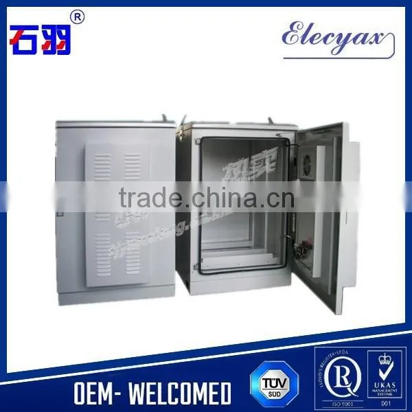 Gold supplier outdoor cabinet for battery/air conditioner installed double steel metal enclosure with battery shelf/SK-65100