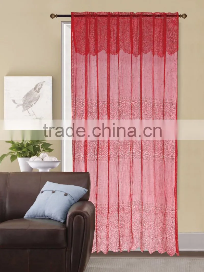 1PC 100% Polyester Flower Voile Beautiful Macrame Embroidery Curtain