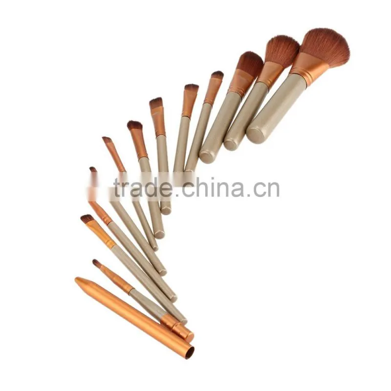 12pcsProfessional Makeup Brush set with Natural Hair,make up brush set with PU zipper bag