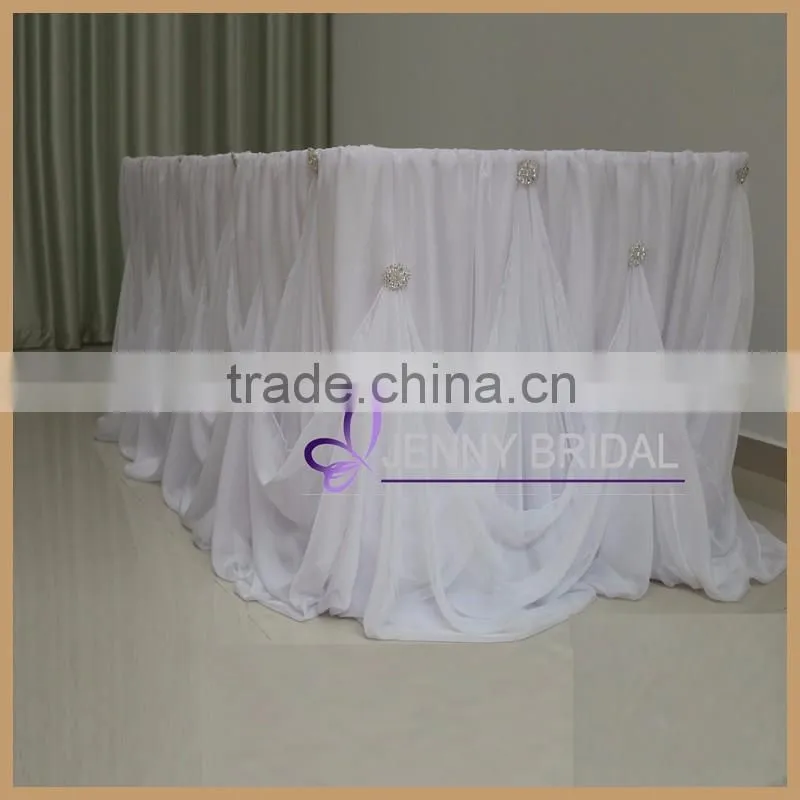 TC106 hot sale white chiffon cinderalla table skirt for weeding