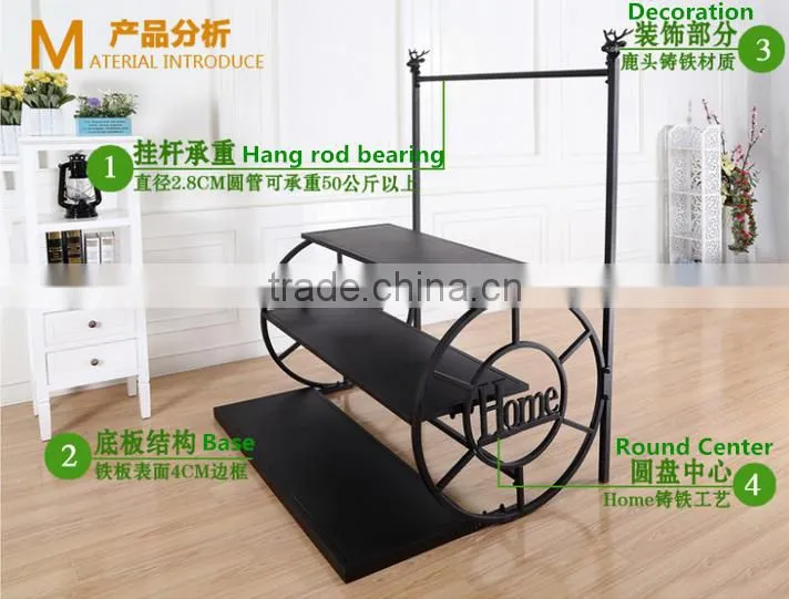 Clothing display stand for your boutique with build in shelf,metal clothes rack