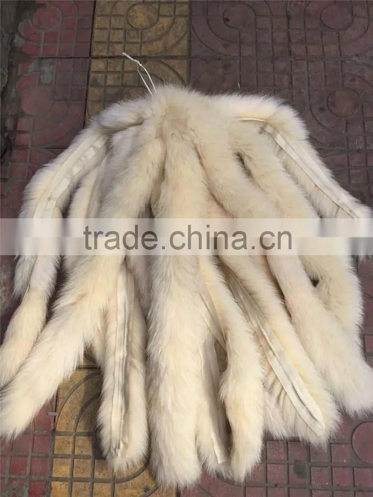 Natural Color Fox Fur Collar Real Fox Fur Stripes For Garment