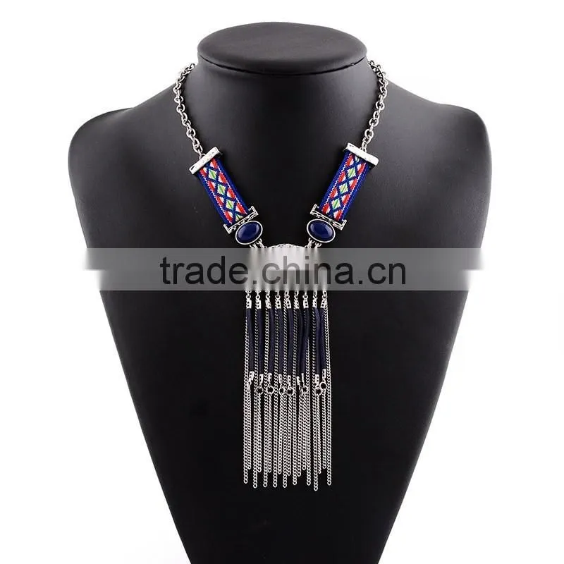 Fashion Ethnic Costume Jewelry Chains Tassels Pendant Necklace