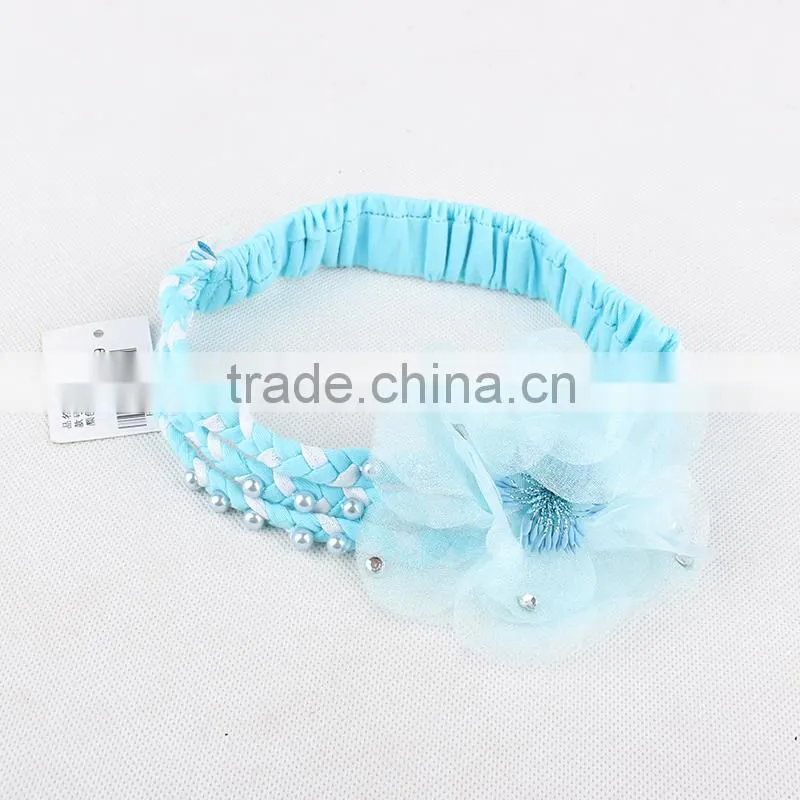 2015 On Discount Kids Hair Accessories Girl Handmade Flower Beaded Elastic Hair Band