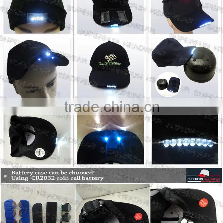 100% cotton embroidery cute logo LED cap