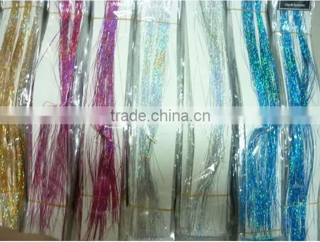 top selling rainbow color sparkling clip in hair tinsel