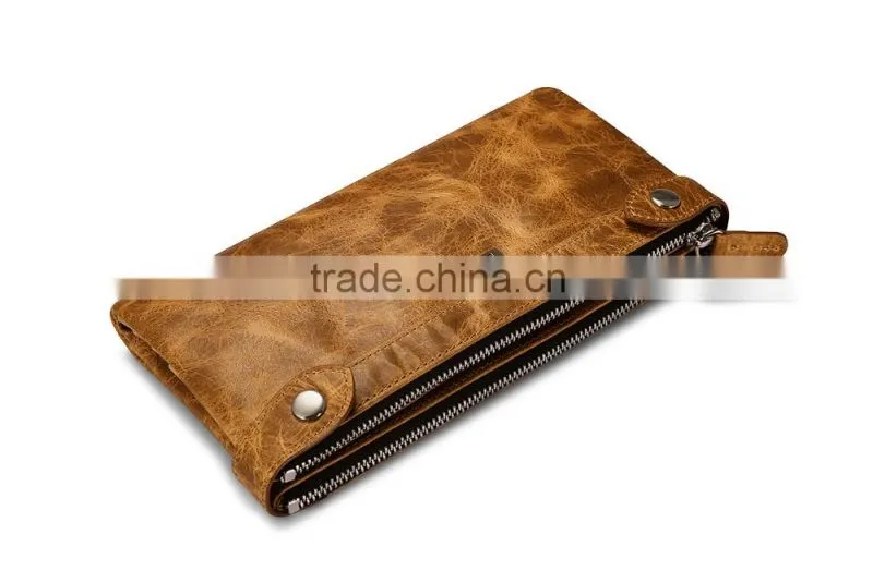 Icarer Luxury Classical zipper Real Leather Handbag Wallet with Card Slot MT-5592