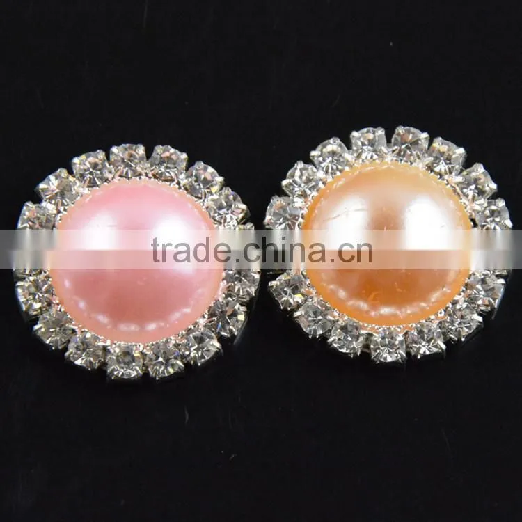 14MM to 22MMM in Stock tWholesales Colorful Silver Plated Alloy Pearl Crystal Rhinestone Button For Jewelry Garment Accessory