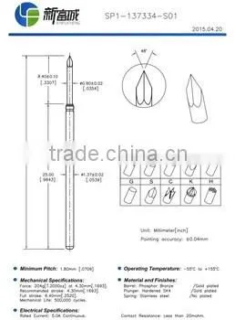 High current spring test probe pin ,PCB contact probe pin