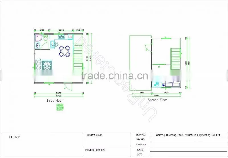 Two Storey Most Economical One Bedroom Prefab Loft Family Living House with 70 Years Life