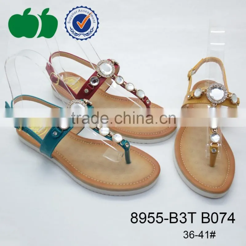 Wholesale flat sandal unique soft stylish jewel sandals