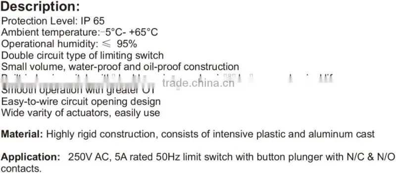 Limit Switch with Button Plunger