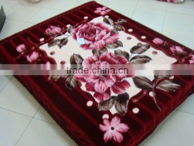 100% polyester raschel printed zig zag blanket