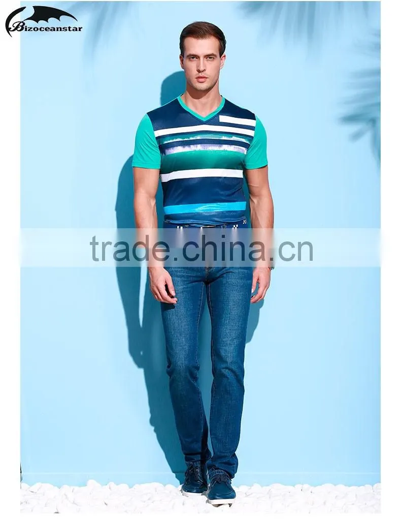 Summer new product Men's business casual fashionable stripe T-shirt with short sleeves