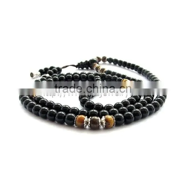 Wire bead necklace natural-buddhist prayer bead necklace wooden-japa-mala-beads-finished