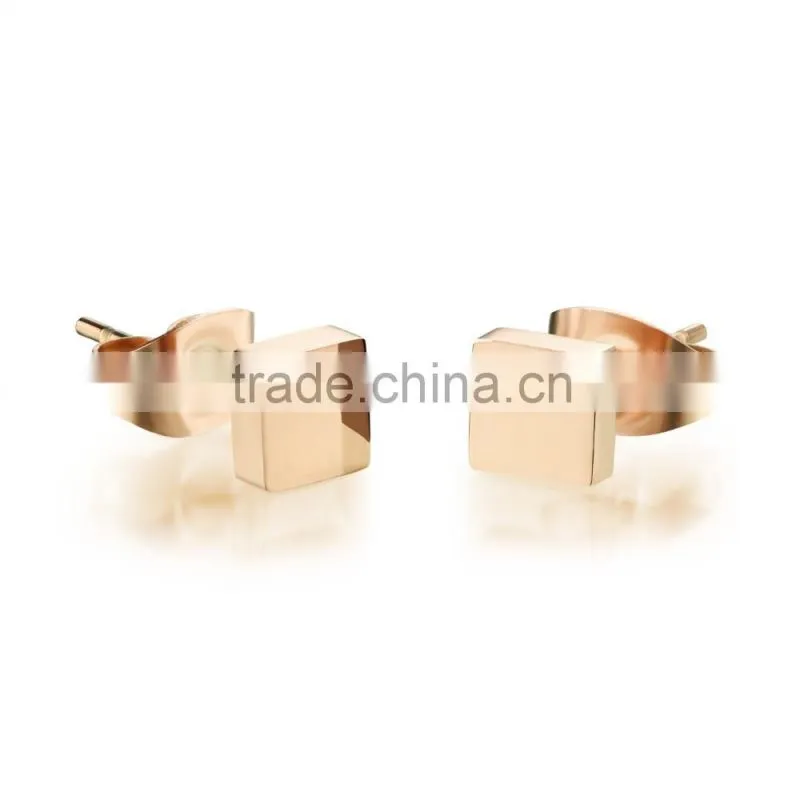 wholesale fashion 316L stainless steel jewelry mini square ladies gold earring designs