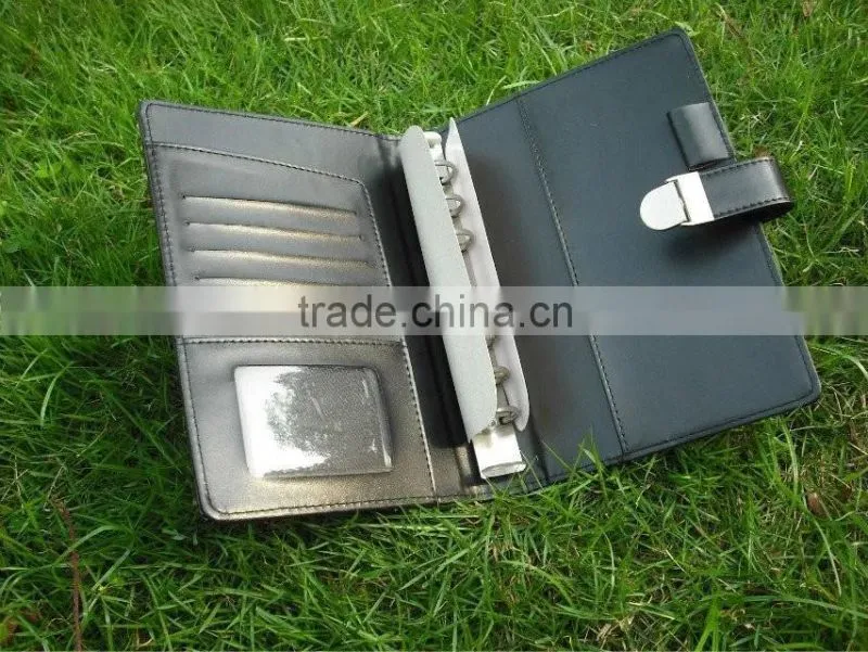 Leather Business Agenda Folder with Card Holder, Pen Loop