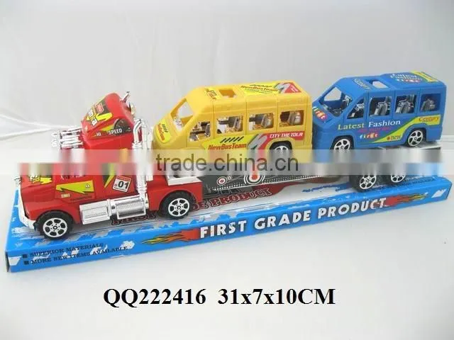 Newest Kids plastic Friction trailer with 2 truck,friction car for kids
