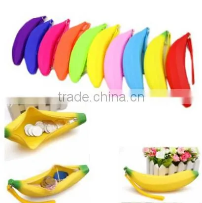banana shaped portable zipper pencil bag