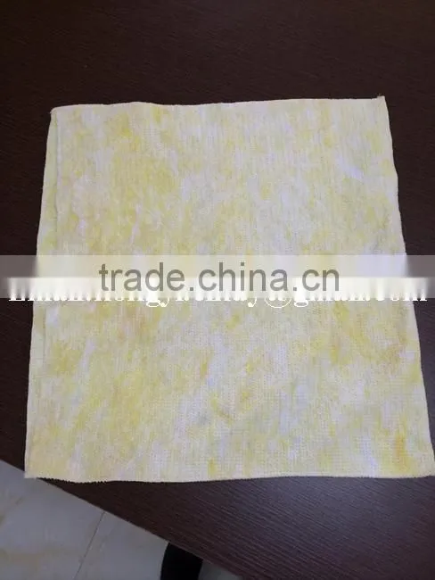 Cotton / polyester stitch bonded nonwoven yellow color cotton floor cloth with eyelet
