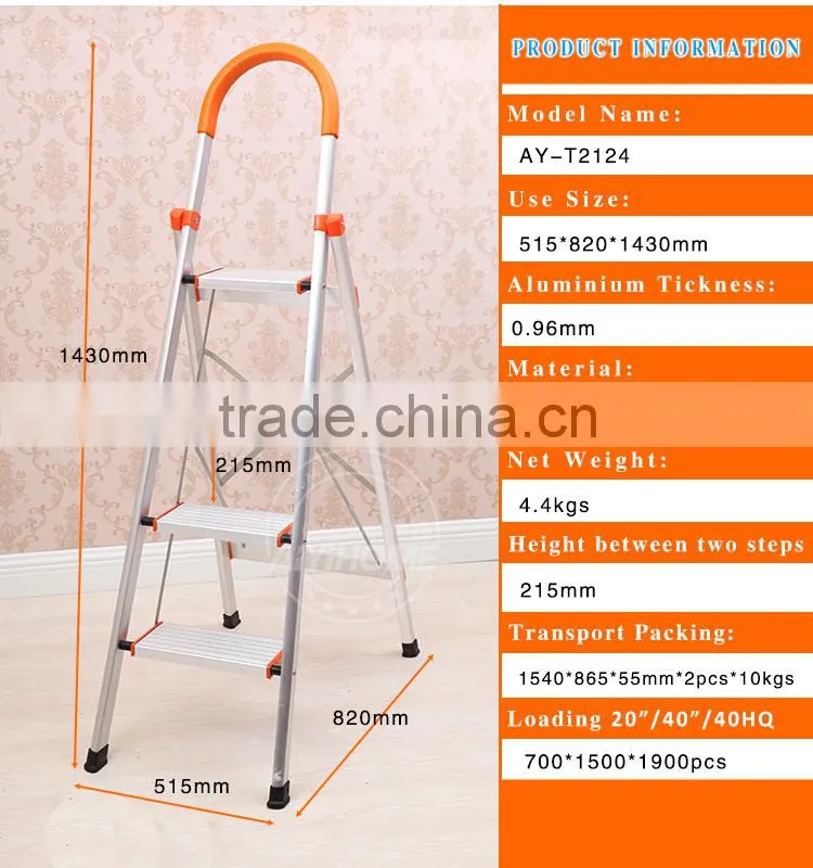 Foldable lightweight household aluminium ladder