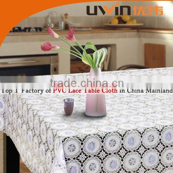 quality elegant floral printed white decorating PVC lace table cloth