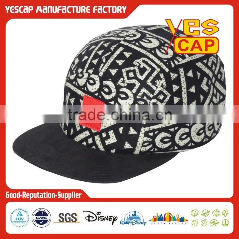 5 panel leopard-printed flat brim cap with your logo