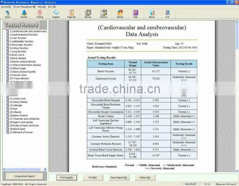 Quantum Magnetic Resonance Body Analyzer 36 Reports Language English Spanish French