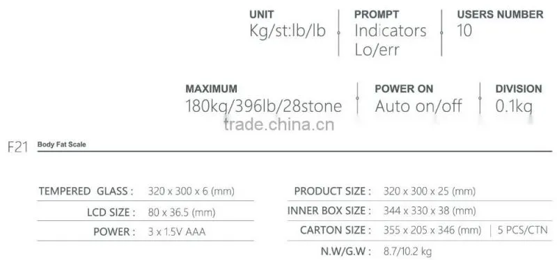 2016 Bluetooth bathroom scale with body fat, water, bone composition analyzer MAX180KG