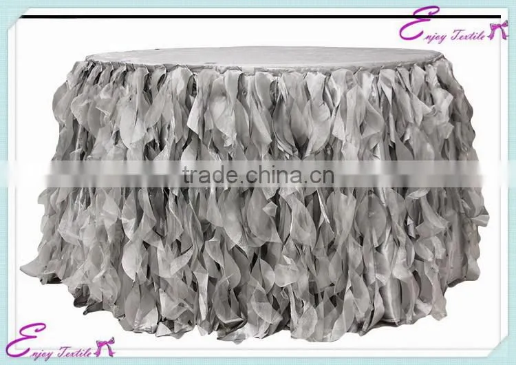 YHK#45 curly table skirt - polyester banquet wedding wholesale chair cover sash table cloth skirt linen