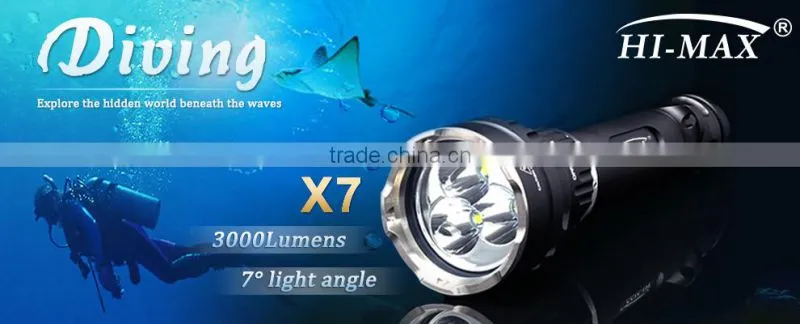 HI-MAX X 7 3000 Lumen Most Powerful U2 Long Distance Scuba Led Diving Torch Spot FlashLight