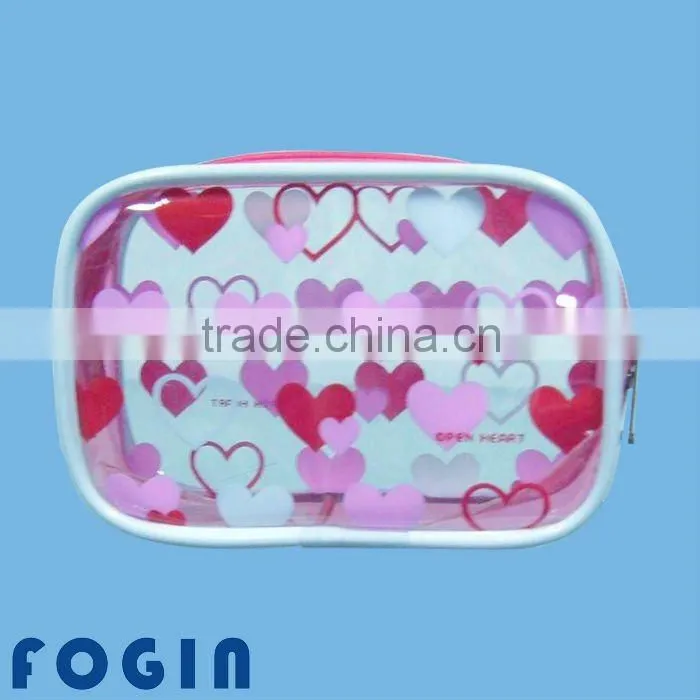 Recyclable fashion pvc cosmetic packaging bag with handle