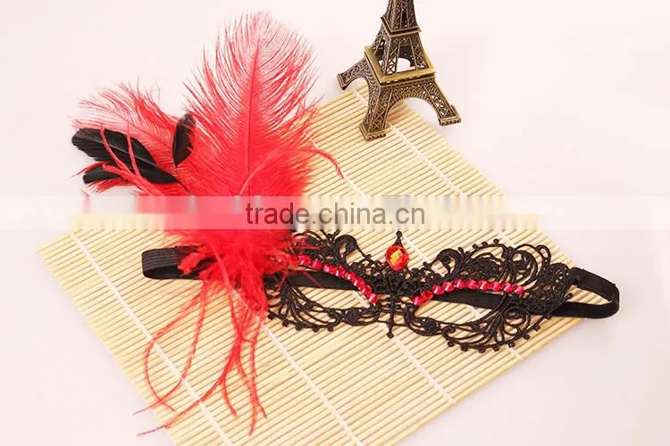 gothic model feather black lace mask, lace eye mask