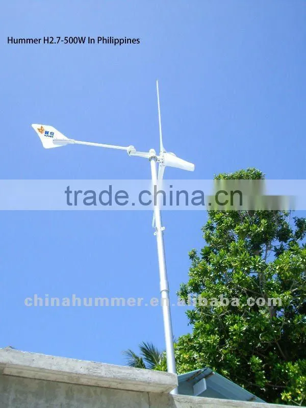 CE certified Hummer 500w/1kw/2kw Wind Power System Home Power Battery Charging