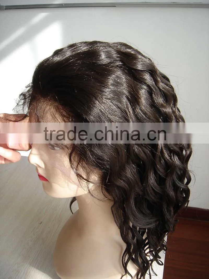 12 inch natural color curly virgin full lace wigs human hair
