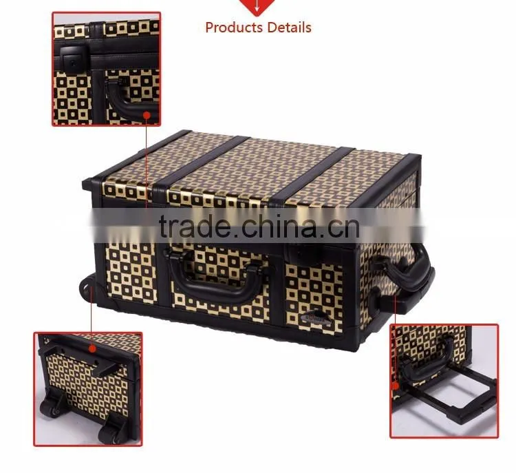 makeup case lights mirror professional makeup trolley case beauty case with pattern