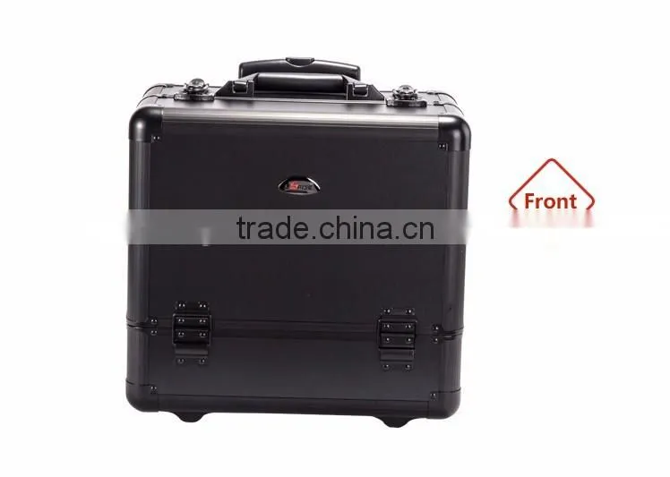 4 in 1 makeup trolley black professional cosmetic rolling makeup case