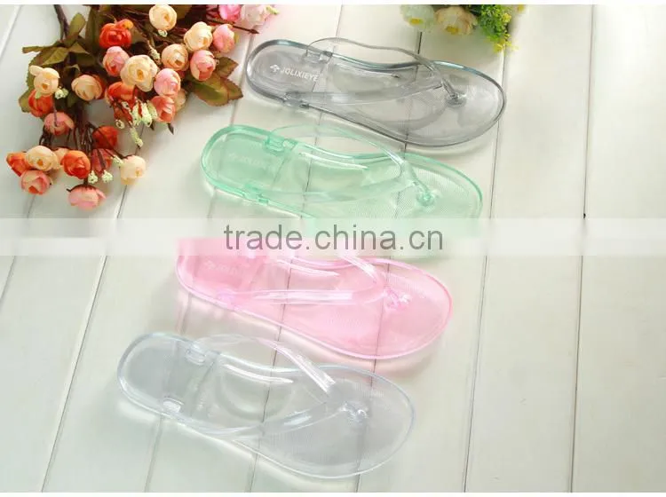 2015 women summer flip flops casual sandals flats slippers beach sandals transparent clear flip flops free shipping