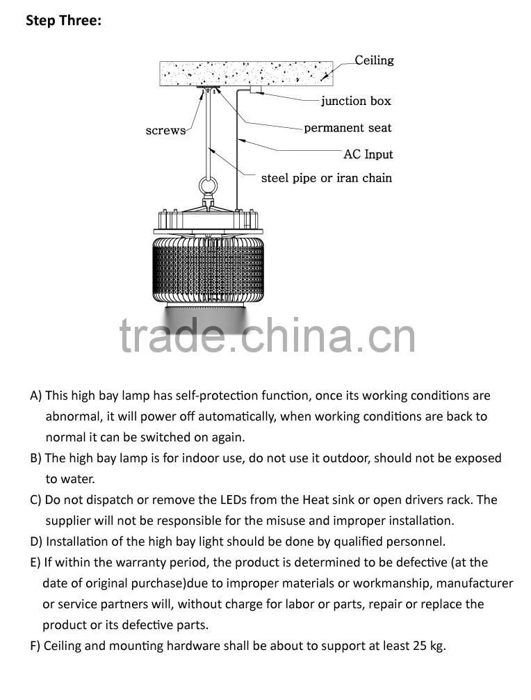 110V/120V 5000K 100W 150W 200W 250W UL DLC approved LED High Bay Lights, industrial/warehouse LED light