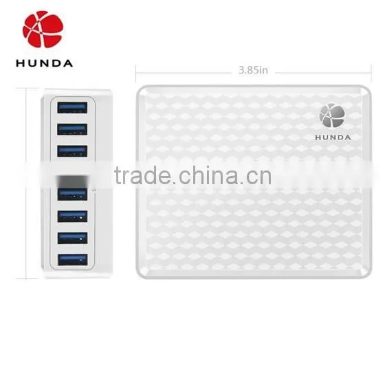 HUNDA 8in1 Intelligent Auto Detect HUNDA White Elegant Lines 60W 5V 8 Port USB Charger