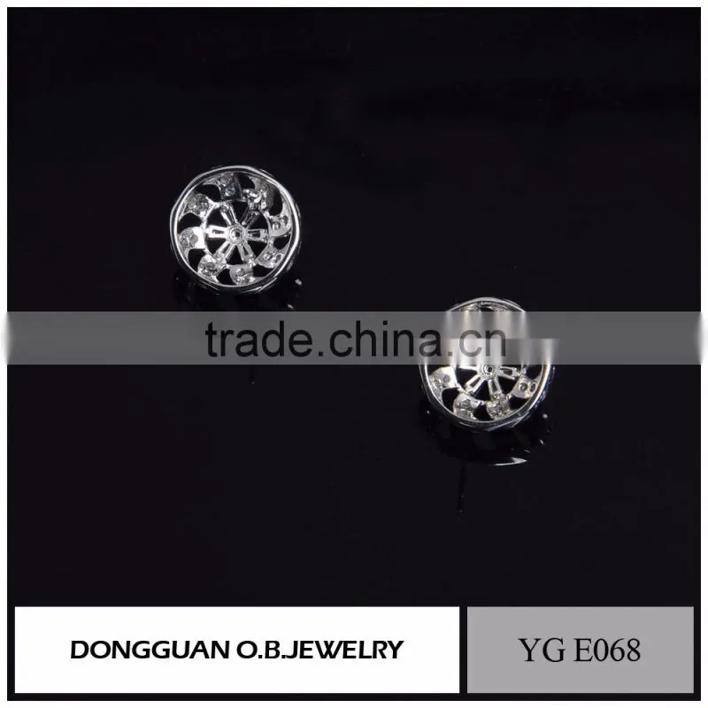 Top Quality Wedding Jewelry Real Silver Plating Diamond Stud Earring For Women
