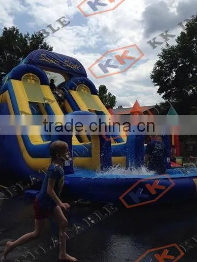 Double lane slides games inflatable water slide pool for outdoor amusement