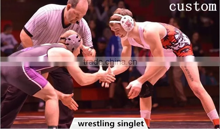 China youth full sublimation cheap wrestling singlets