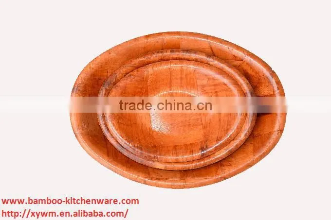 Red Shoe-Shaped Oval Unique Woven Wooden Salad Bowl