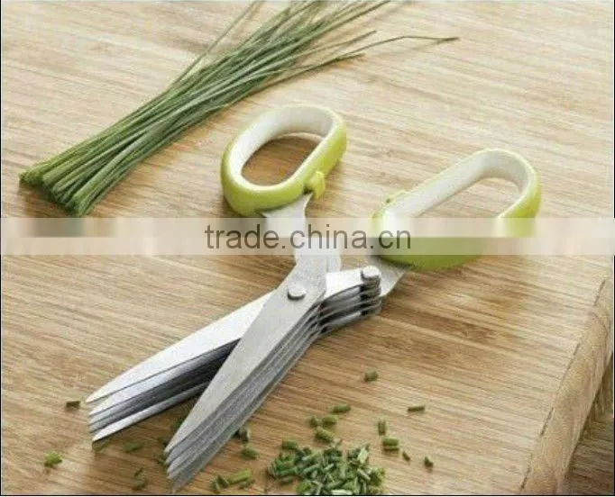 low cost multifunction 5 blade kitchen herb scissors