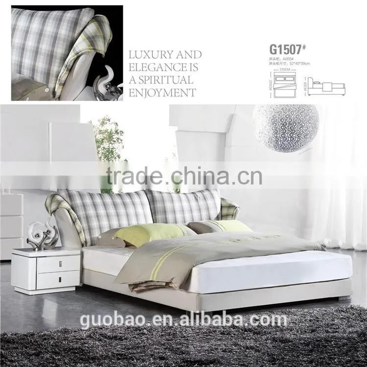G1507 Fabric upholstered modern bed/latest bed designs/fancy bed design